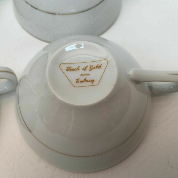 Touch of Gold Embassy Cups White Border Design Gold Trim Lot of 4 - Picture 9 of 12